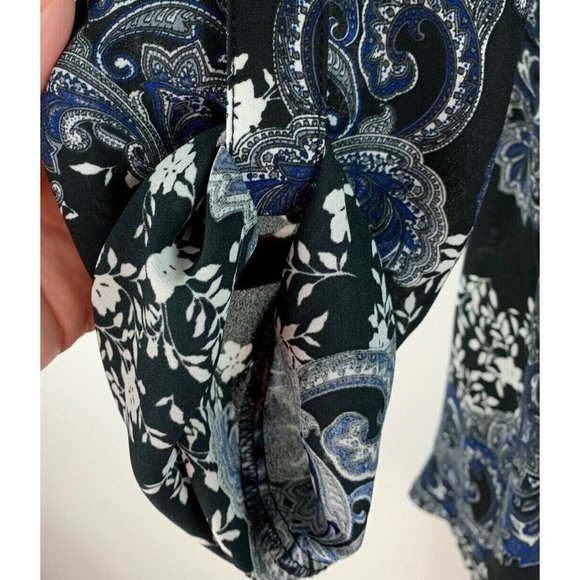 Cest 1946 Womens Floral Tunic Top Roll Up Button Sleeve Small - Picture 4 of 4